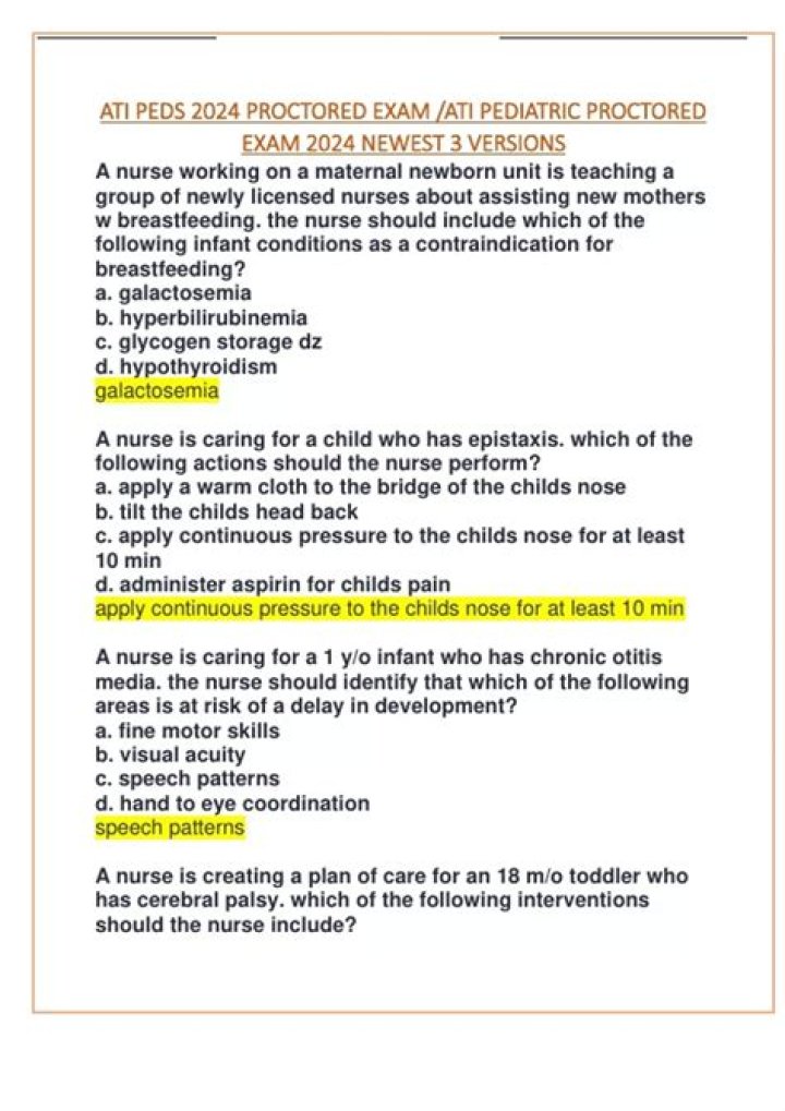 SOLUTION Ati pediatric proctored exam 2020 docx 3 Studypool