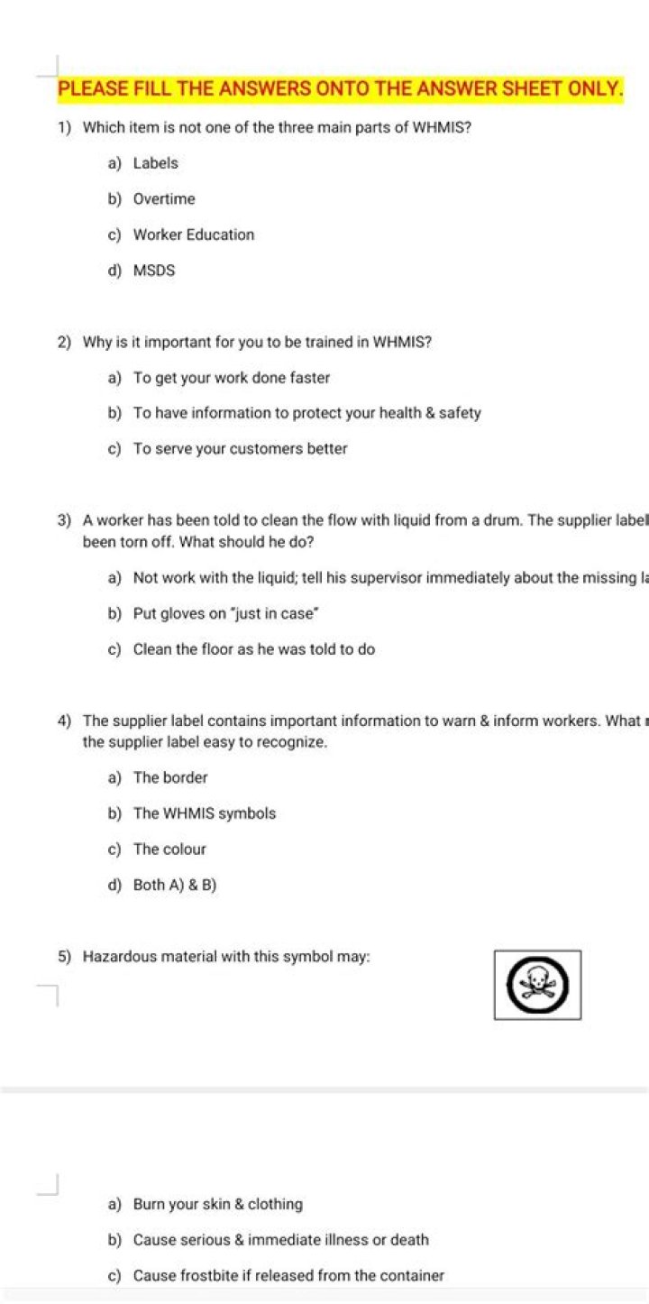 Solved PLEASE FILL THE ANSWERS ONTO THE ANSWER SHEET ONLY.