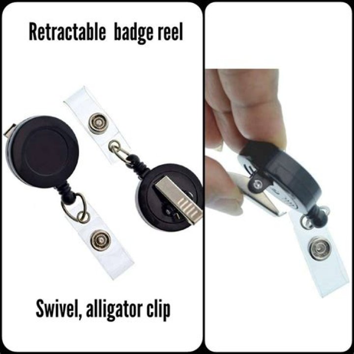 Swivel Alligator or belt clip. Black id badge holder. One Etsy