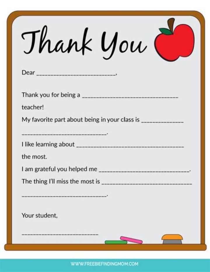 Teacher Thank You Letter PDF Templates, Free, Download