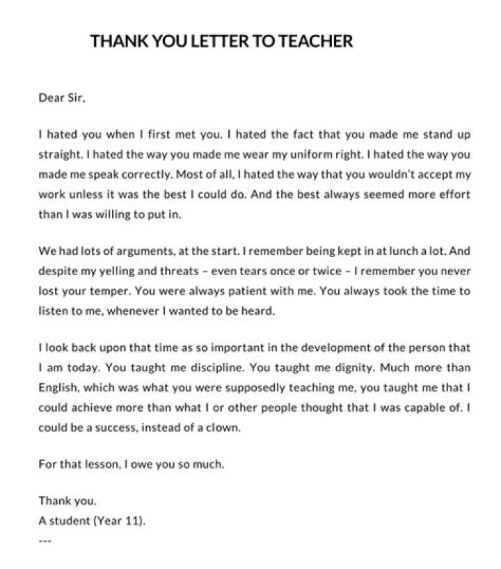 Thank You Letters To Teachers Fresh Thank You Letter For Teacher