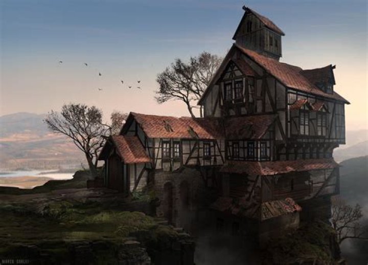 The Lonely Lakeview Tavern, Marco Gorlei Fantasy landscape, Fantasy