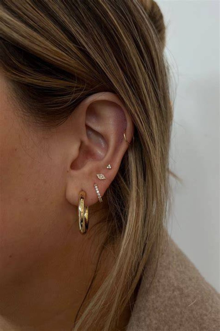 Threeinarow piercings Gaged Ears Pinterest Stretched lobes