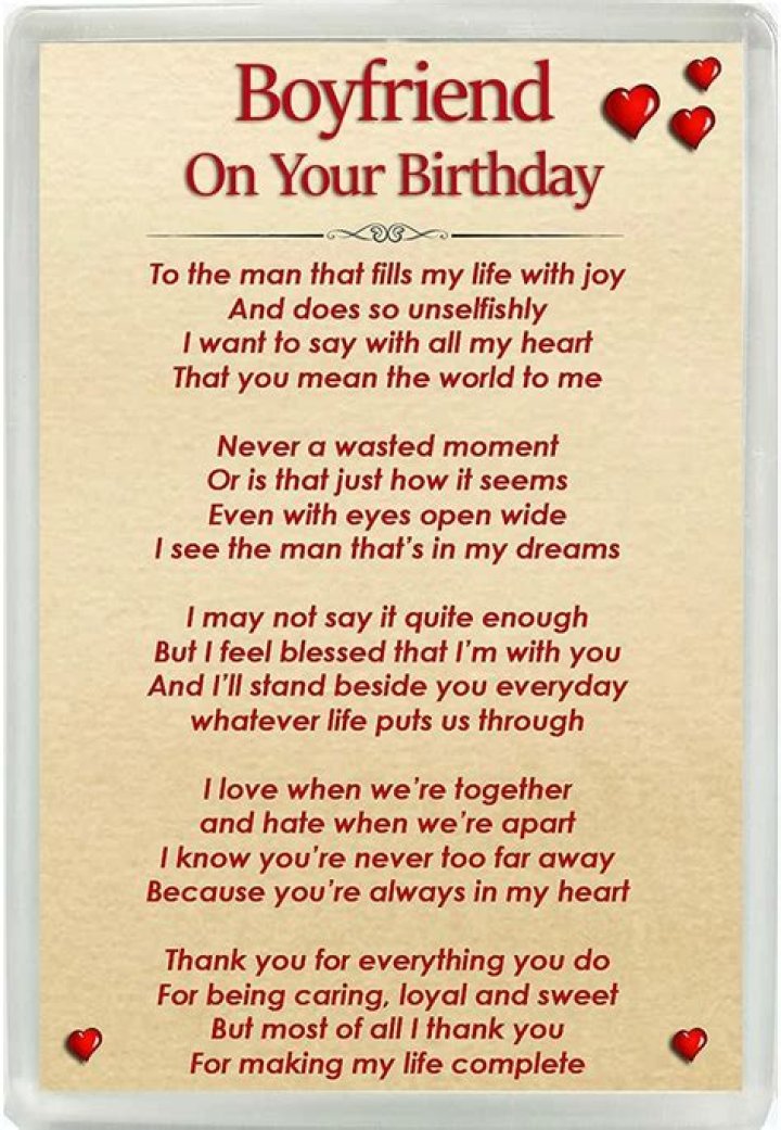To My Boyfriend Poem Birthday Christmas Valentines Day Gift Present