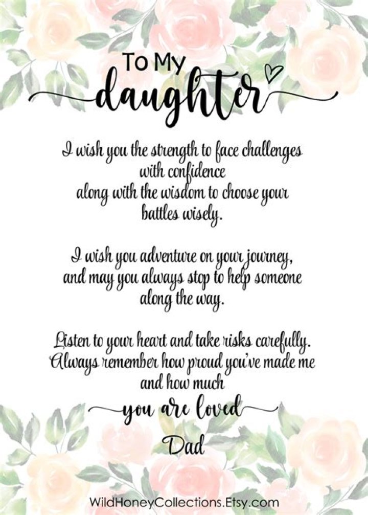 To My Daughter, Printable Poem, From Parents, From Mom, From Dad, Card