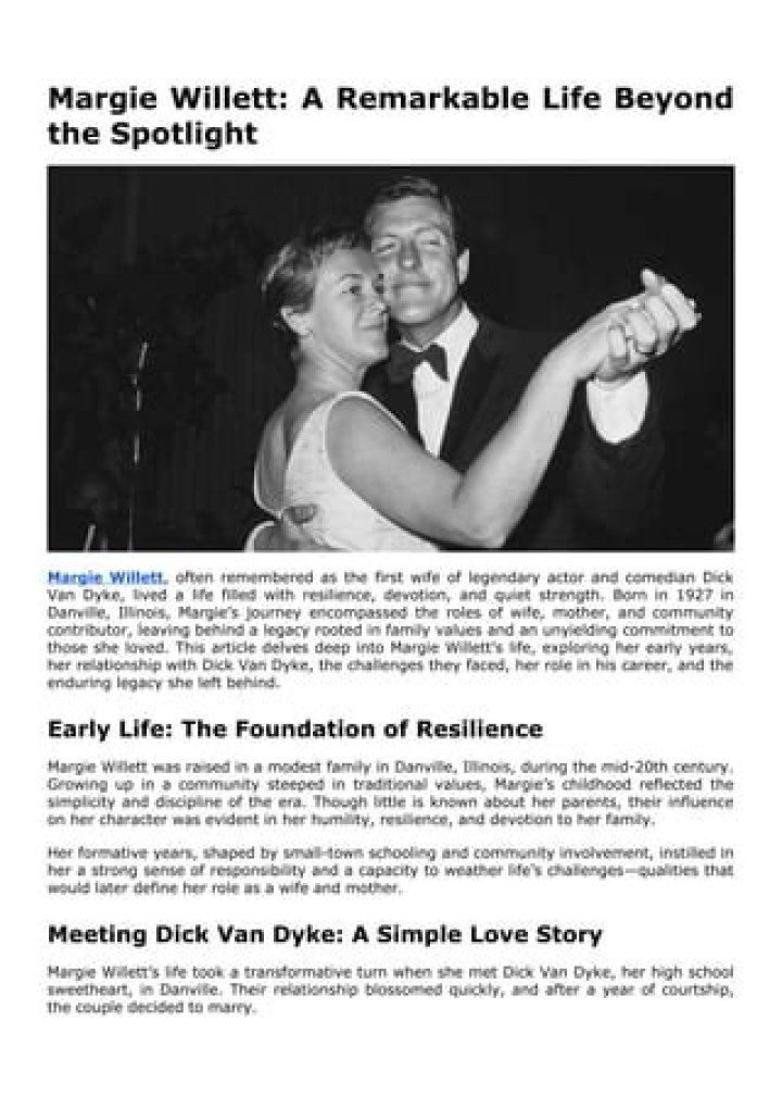 Top facts about Margie Willett biography Who is Van Dyke’s first wife?