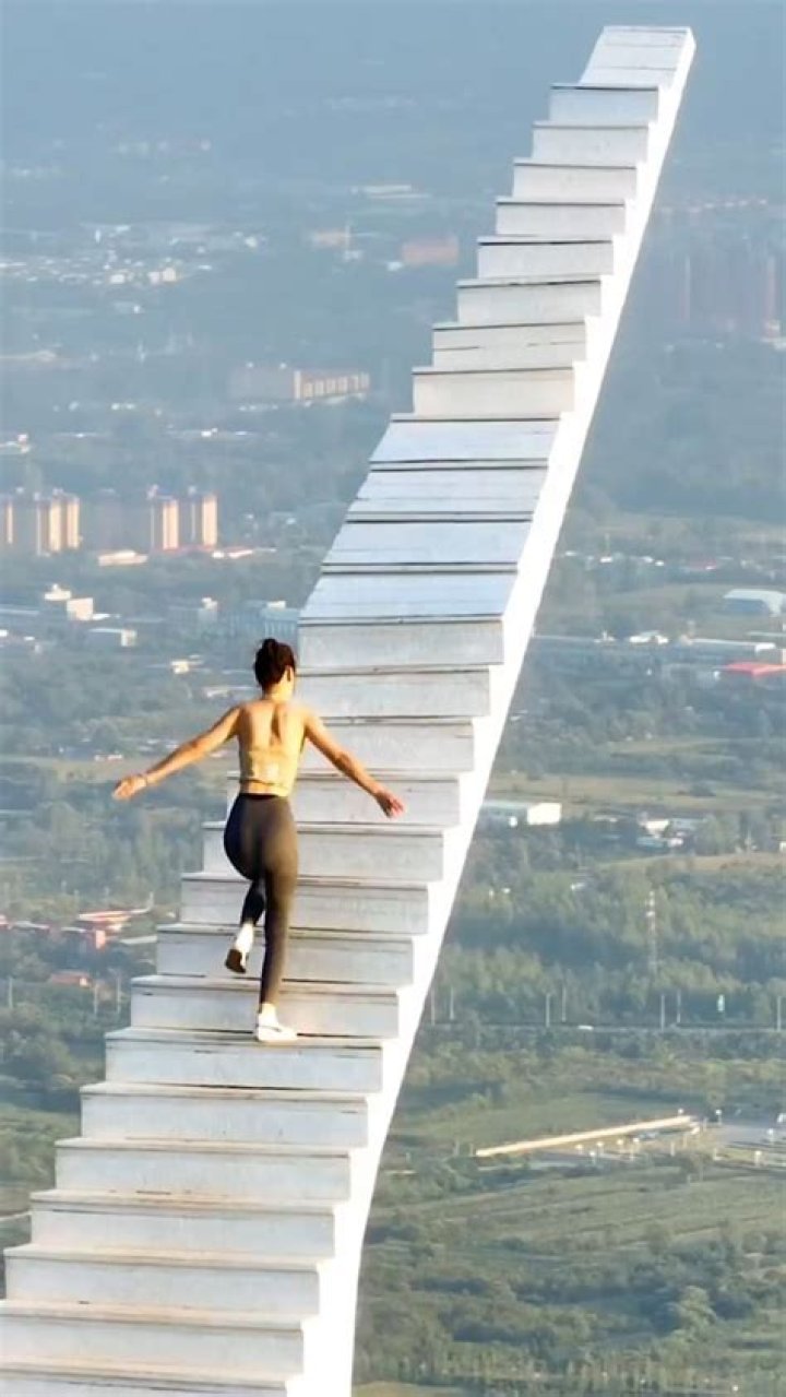 Trendy tourist spot stairway to heaven stairs, tourist attraction