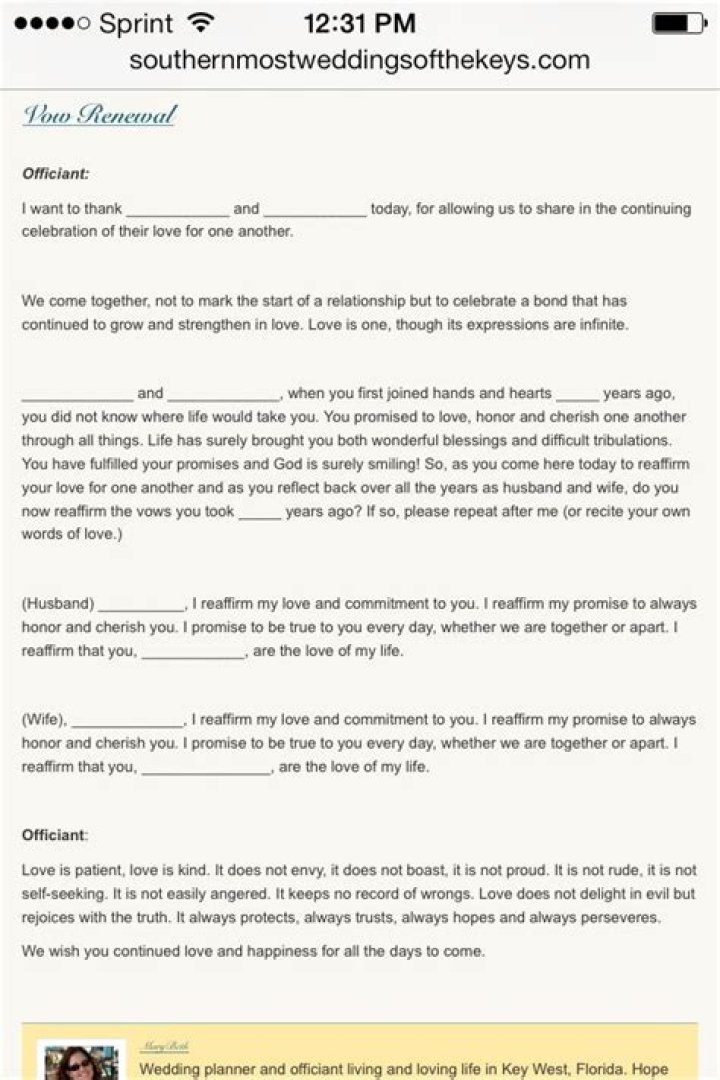 wedding officiant script funny vow renewal ceremony script Lacy Criswell