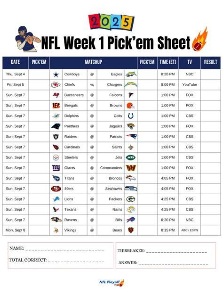 Week 9 Nfl Schedule Printable Customize and Print