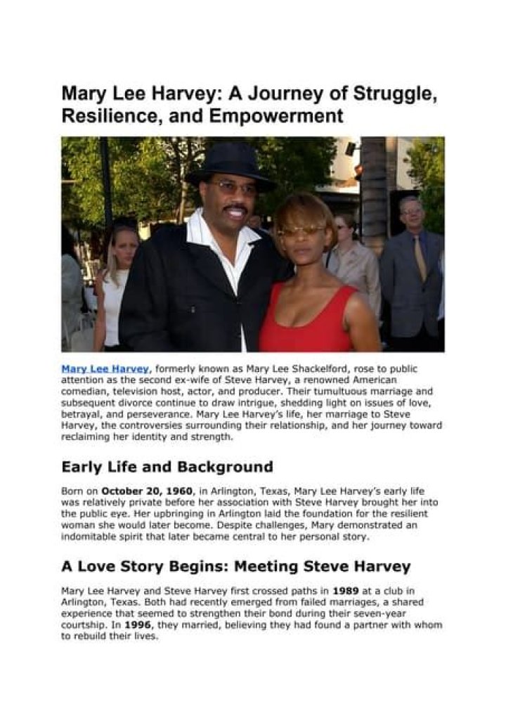 Who is divorced Mary Lee Harvey? Know about her exhusband Steve Harvey