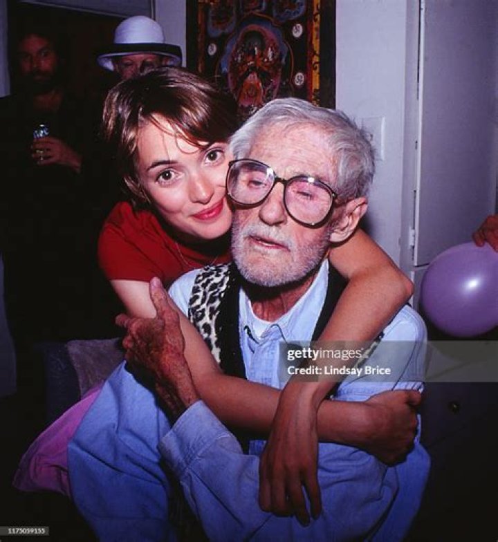 Winona Ryder embraces her godfather Timothy Leary at his home on Good