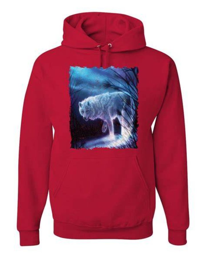 Winter Dire Snow Wolf Fashion Graphic Hoodie Sweatshirt, Red, 3XL